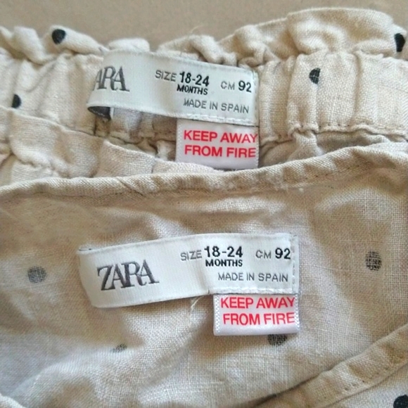 ZARA LINEN POLKA DOT CHILDRENS TOP AND PANTS SET - Picture 4 of 7